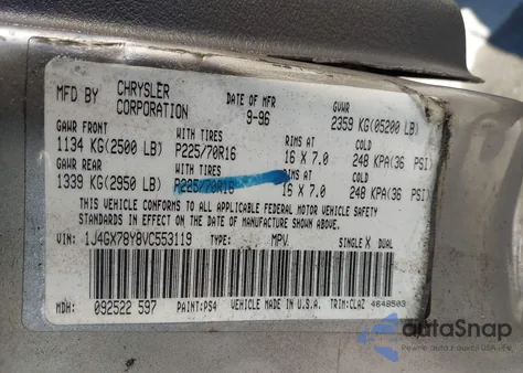 1997 Jeep Grand Cherokee Limited z USA, uszkodzony, nr VIN 1J4GX78Y8VC553119